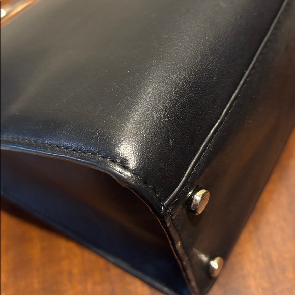 Kate Spade satchel Crossbody bag leather black goldtone round ring handles EUC - Picture 11 of 17